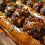 Bourbon BBQ Bacon Cheeseburger Meatball Subs