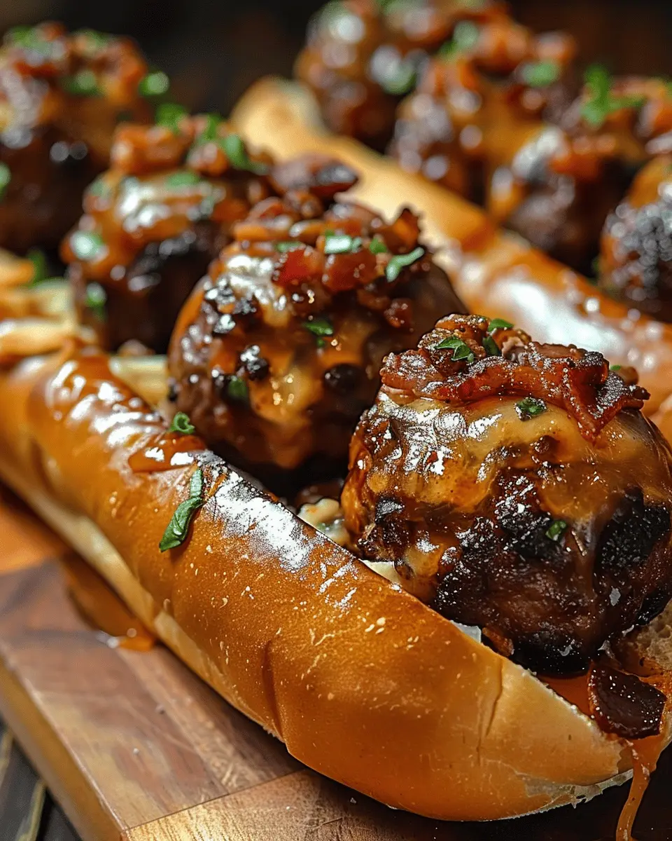 Bourbon BBQ Turkey Bacon Cheeseburger Meatball Subs Delight