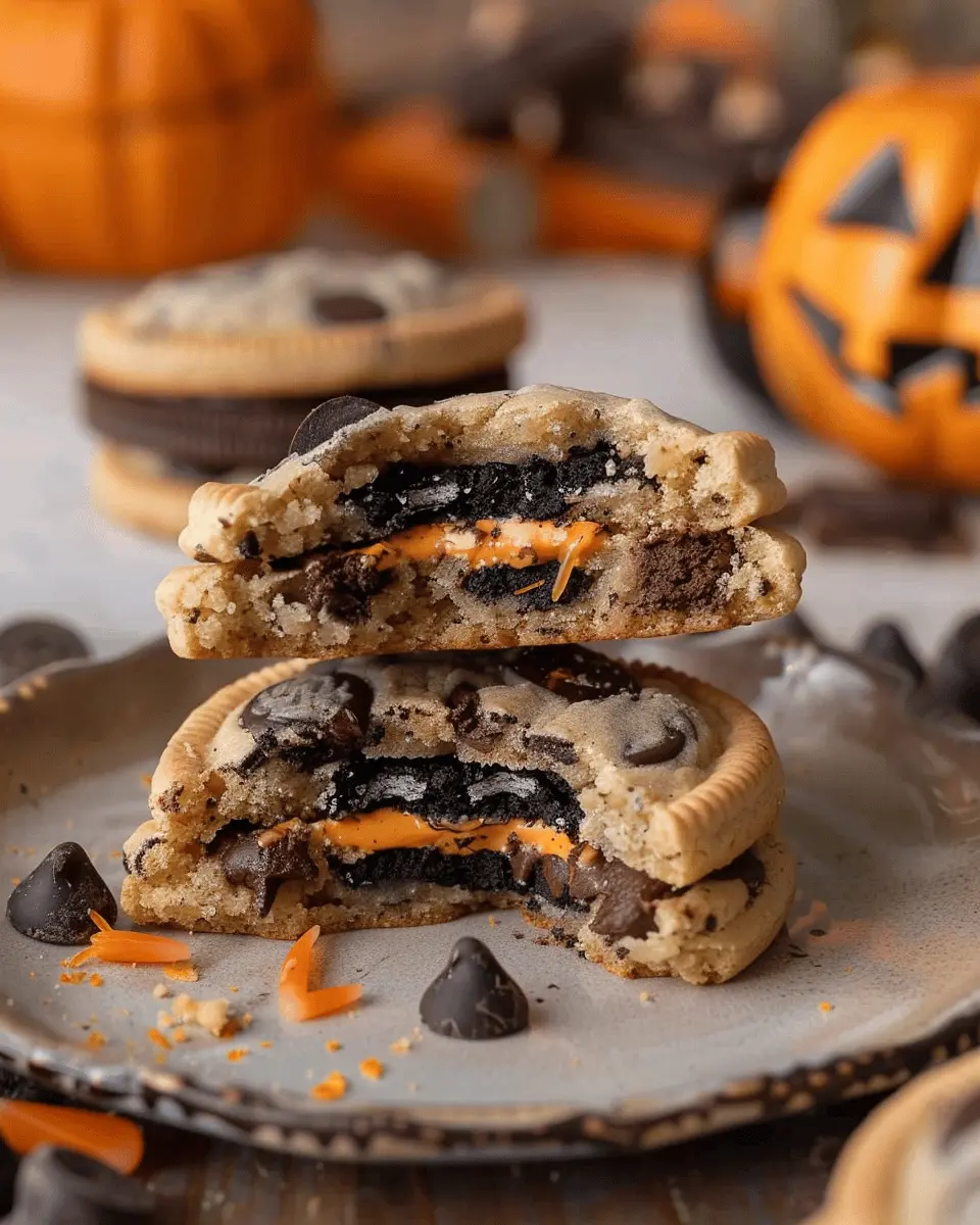 Halloween Oreo stuffed chocolate chip cookies: Indulgent Treat for Fall
