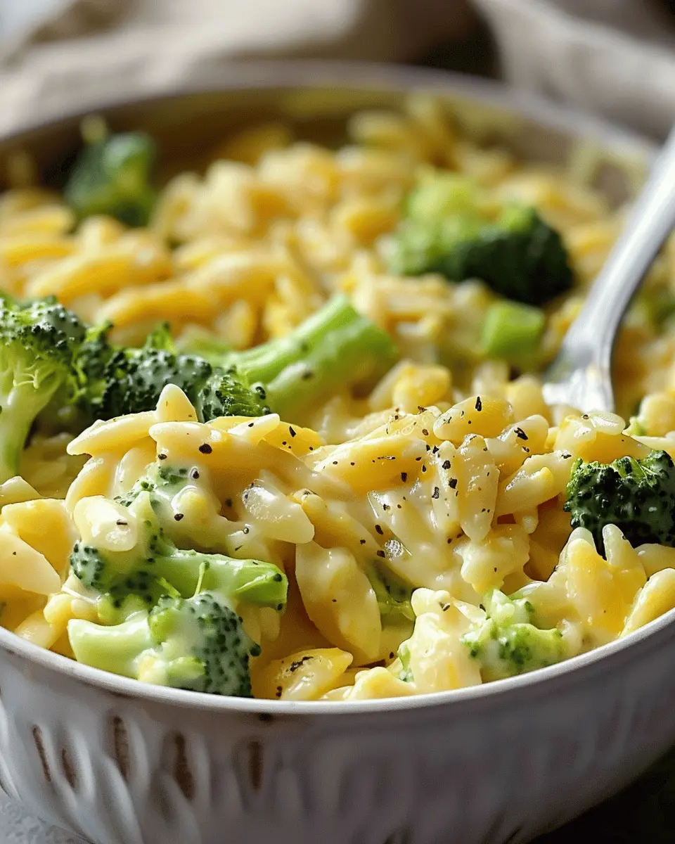 Creamy One-Pot Broccoli Cheddar Orzo with Turkey Bacon Delight