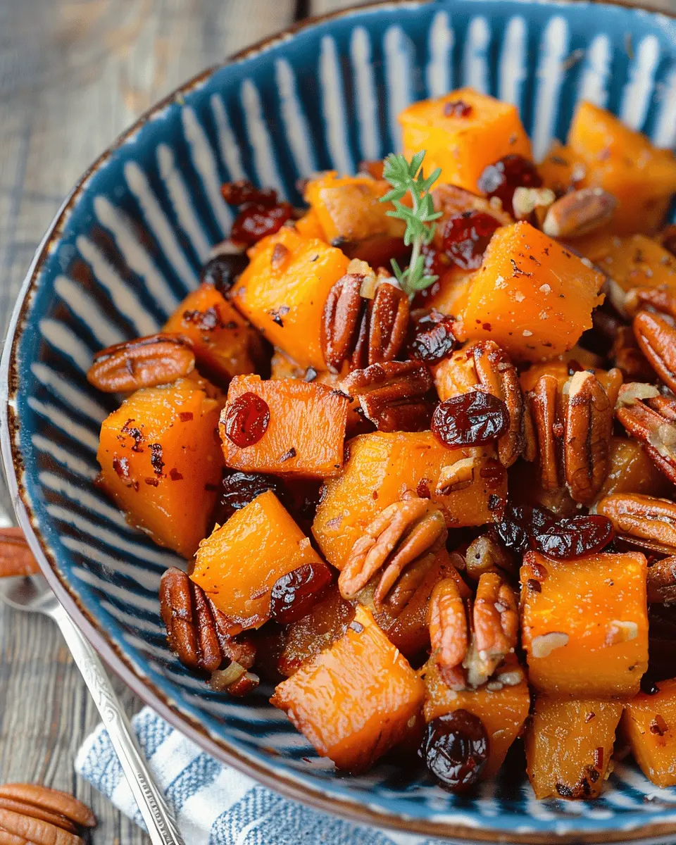 Roasted Butternut Squash with Cranberries and Pecans Delight