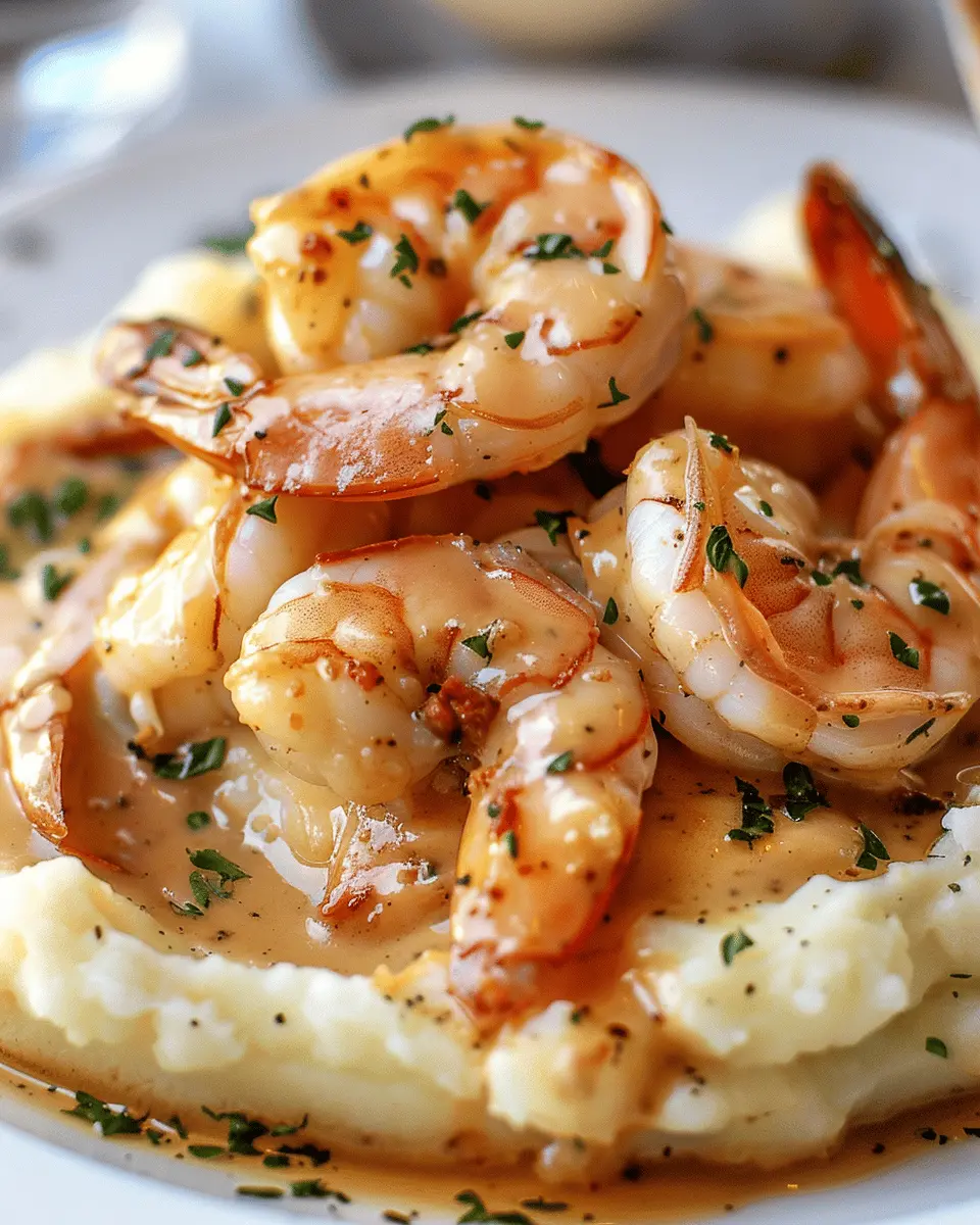 Creamy Garlic Shrimp: Indulgent Delight Over Mashed Potatoes