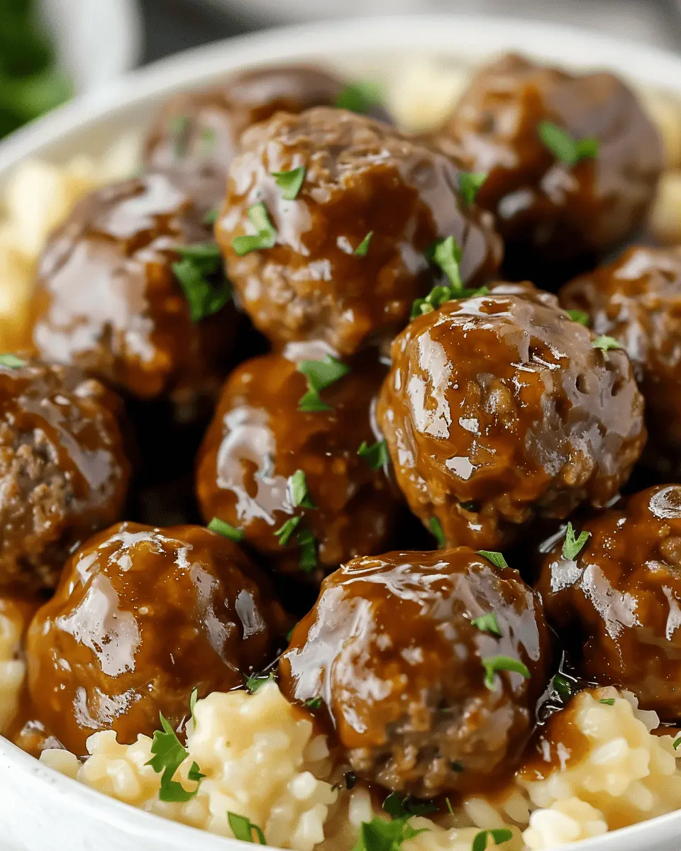 Tasty Slow Cooker Salisbury Steak Meatballs with Creamy Gravy