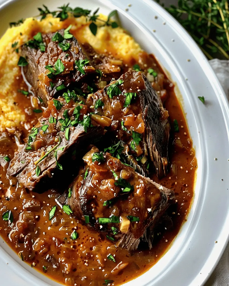 Italian Pot Roast Stracotto with Creamy Oven-Baked Gorgonzola Polenta