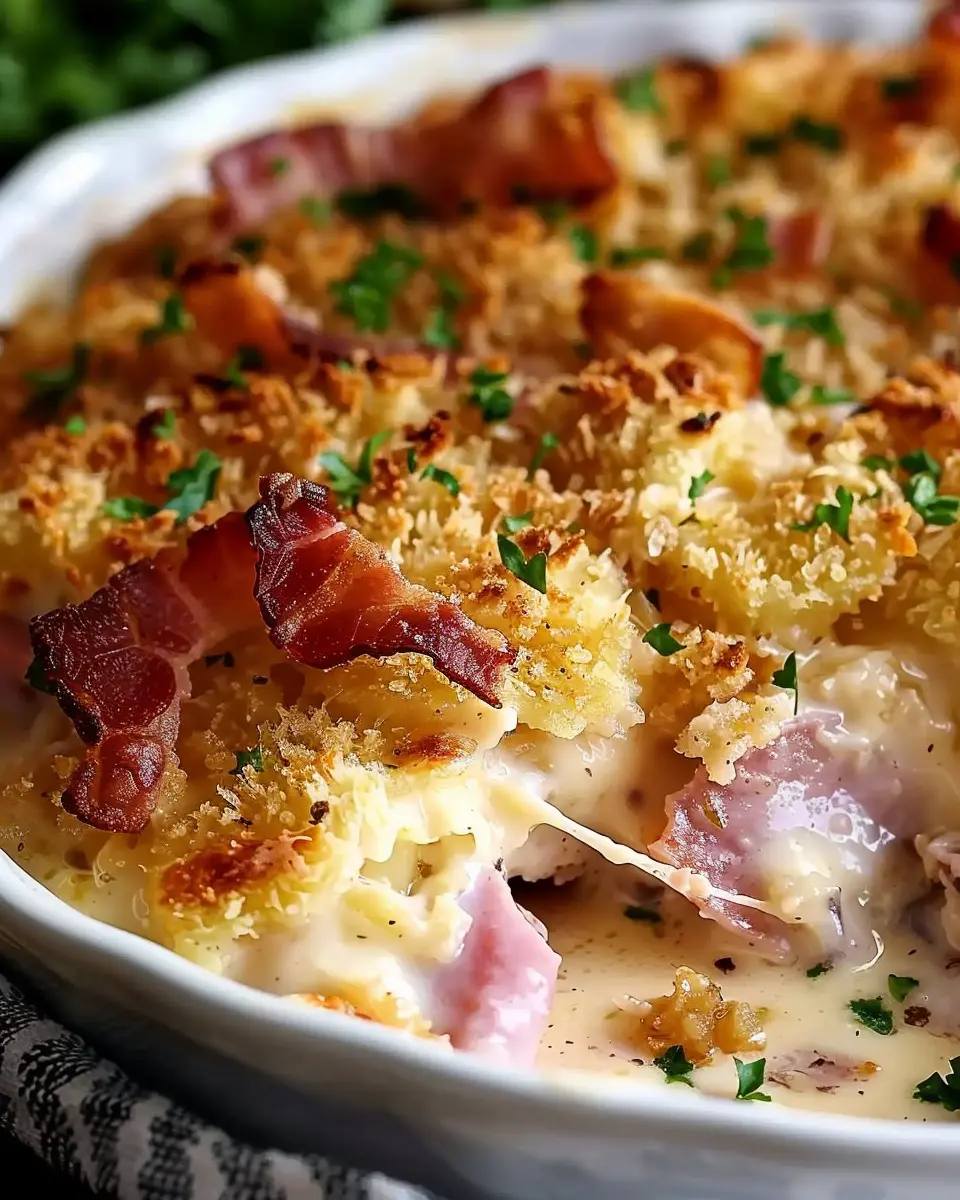 Chicken Cordon Bleu Casserole: Easy Turkey Bacon & Chicken Ham Delight