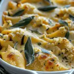 Pumpkin & Gouda Stuffed Shells With Brown Butter & Sage Alfredo Sauce
