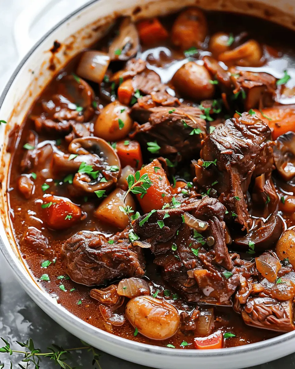 Beef Bourguignon Made Easy with Turkey Bacon and Chicken Ham