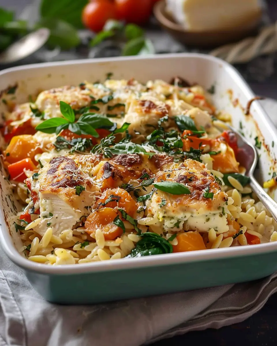 Boursin Orzo Bake: Indulgent Chicken and Veggies Delight