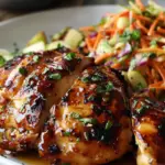 Sticky Apple Cider Chicken with Crisp Autumn Slaw
