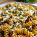 Loaded Cheddar Ranch Beef and Sweet Corn Rotini Bake