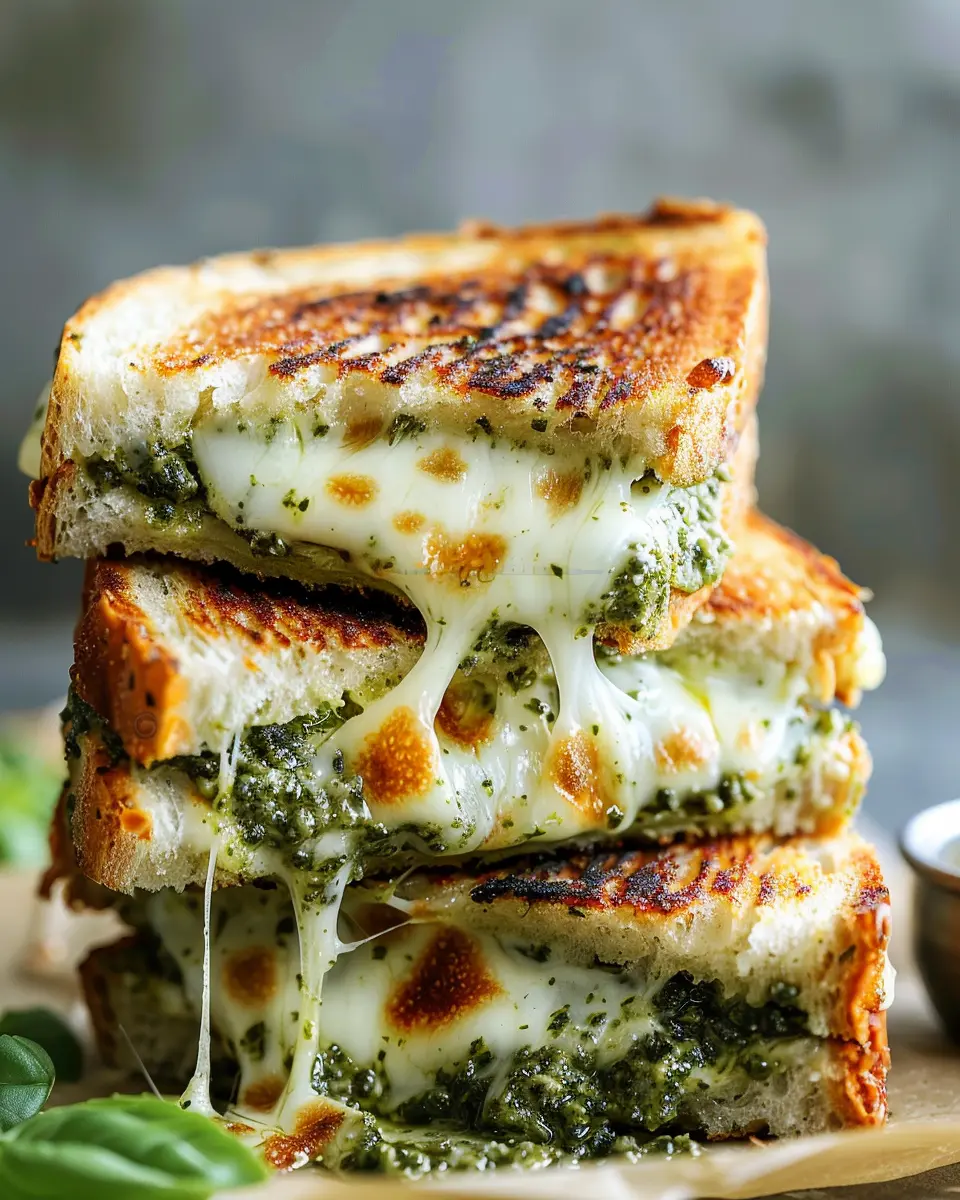 Best Pesto Grilled Cheese with Turkey Bacon and Chicken Ham Delight