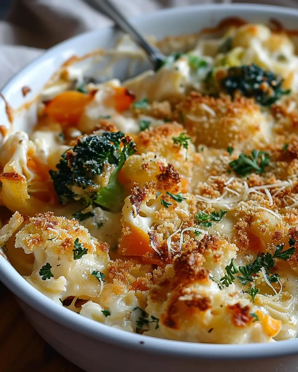 Creamy Winter Vegetable Casserole with Turkey Bacon Delight