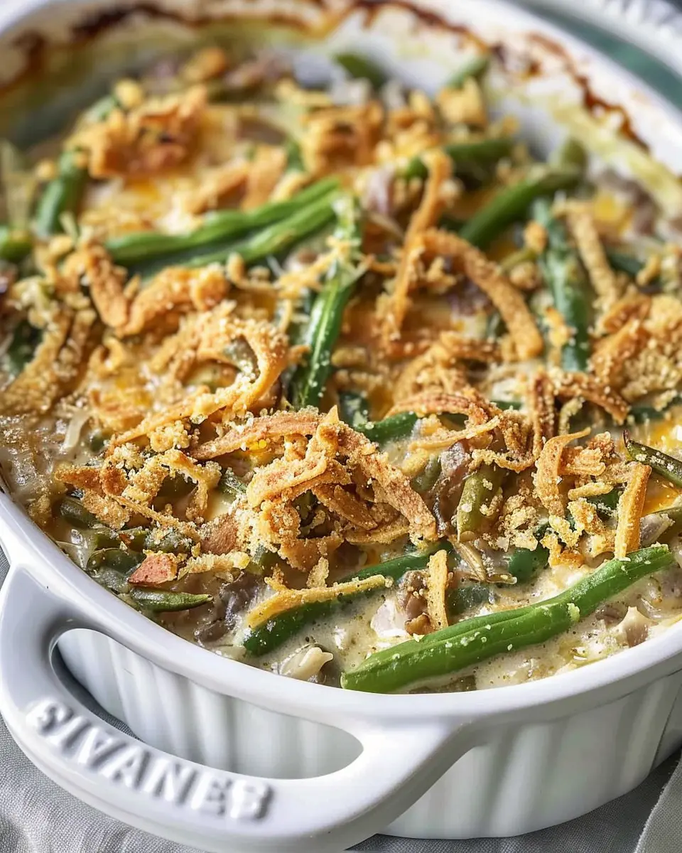 Campbells Green Bean Casserole with Turkey Bacon and Chicken Ham